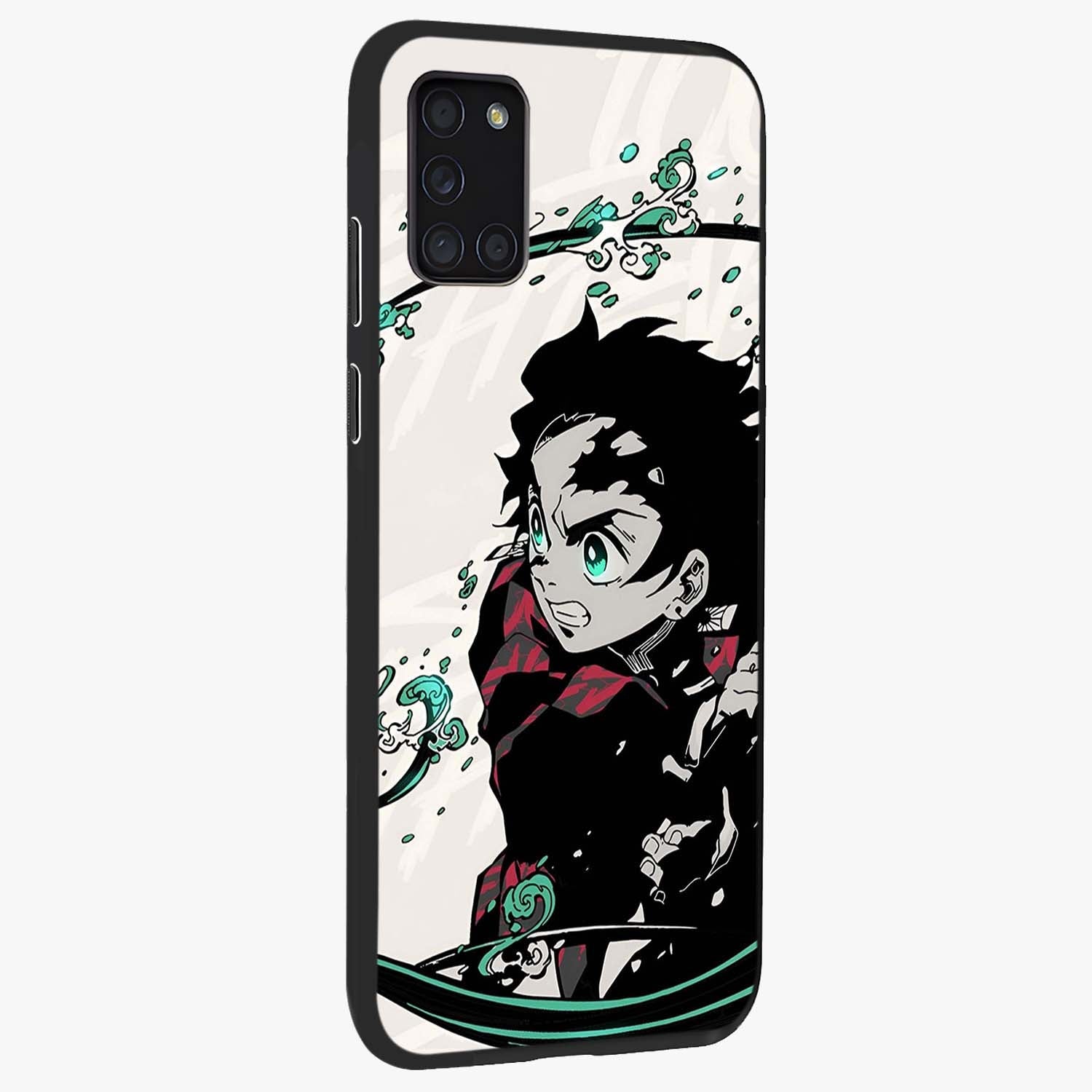Demon Slayer Glass Case upright view showcasing powerful anime artwork with intense warrior theme.