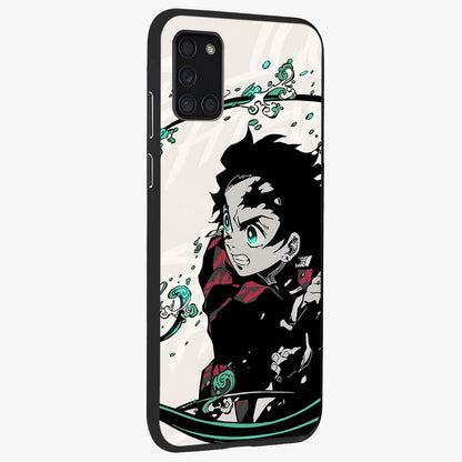 Demon Slayer Glass Case upright view showcasing powerful anime artwork with intense warrior theme.