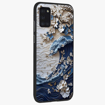 Floral Wave Origami Glass Case upright view showcasing creative floral origami artwork with artistic decorative theme.