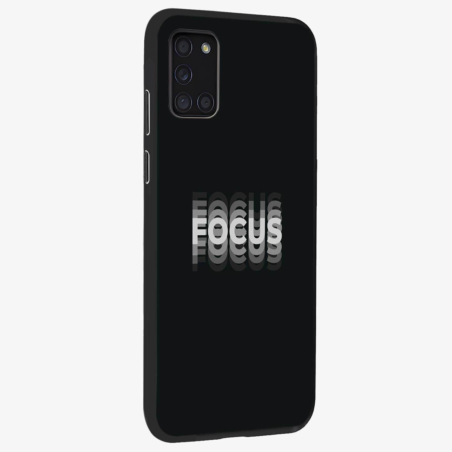 Focused Blade Discipline Glass Case upright view showcasing strong typography statement with sleek motivational theme.