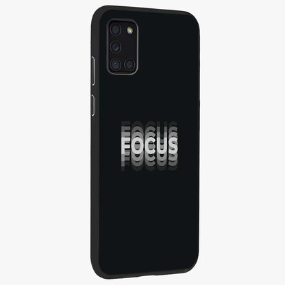 Focused Blade Discipline Glass Case upright view showcasing strong typography statement with sleek motivational theme.