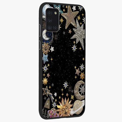 Galactic Jewel Stars Glass Case upright view showcasing glittering star jewel artwork with vibrant galaxy theme.