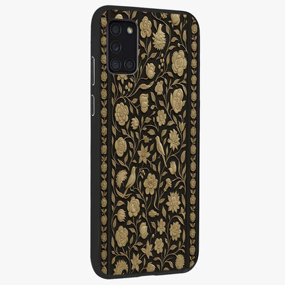 Golden Evil Eye Mandala Glass Case upright view showcasing decorative evil eye mandala artwork with spiritual aesthetic style.