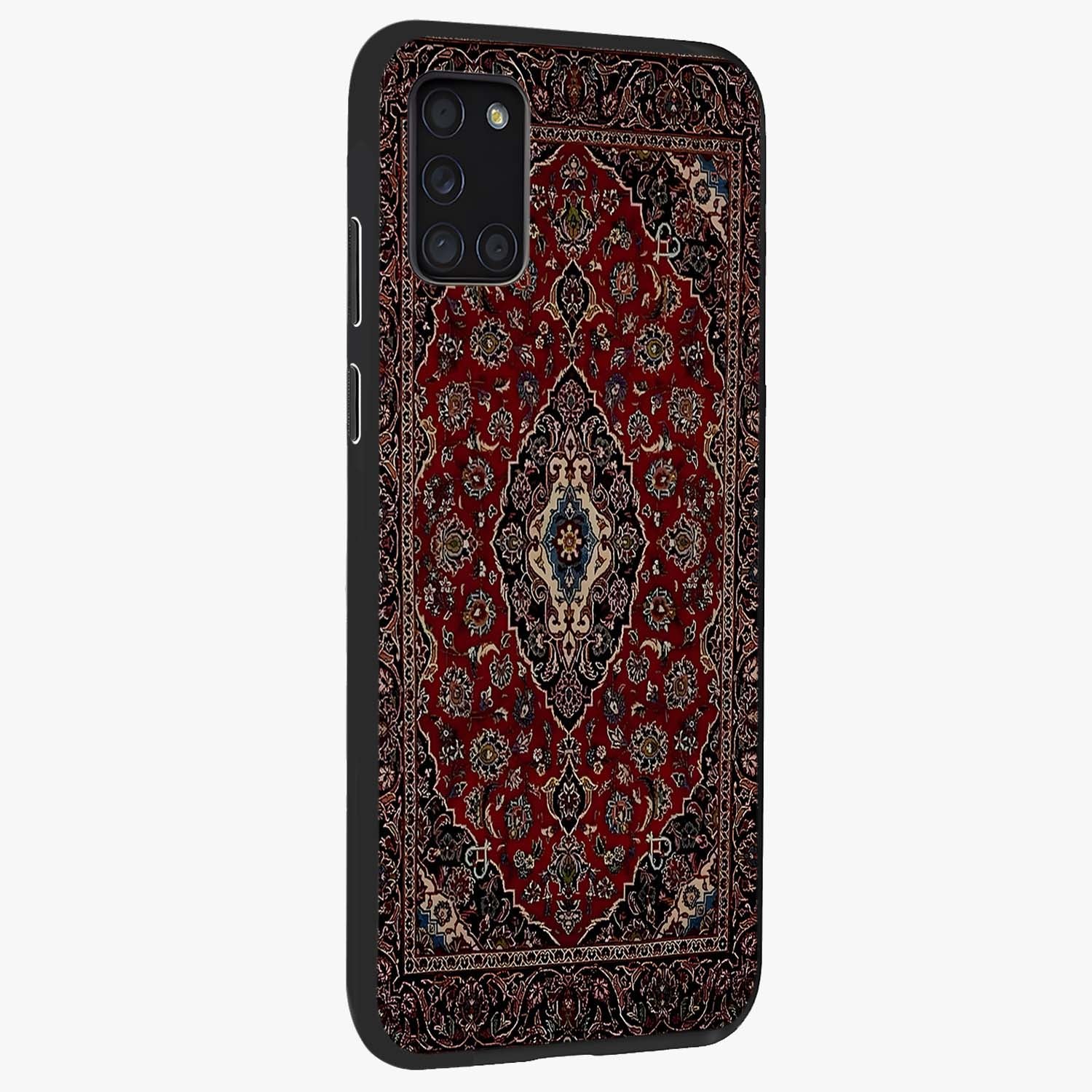 Heritage Carpet Royale Glass Case upright view showcasing detailed ornamental artwork with luxurious traditional theme.