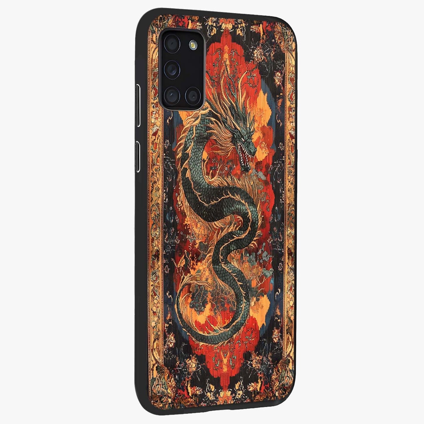 Inferno Dragon Soul Glass Case upright view showcasing intense dragon artwork with fantasy fire theme.