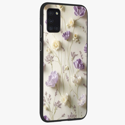 Lilac Breeze Harmony Glass Case upright view showcasing delicate lilac artwork with peaceful floral theme.