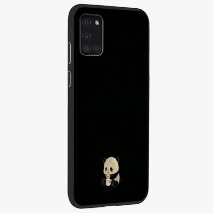 Midnight Panda Love Glass Case upright view showcasing charming panda artwork with playful romantic theme.