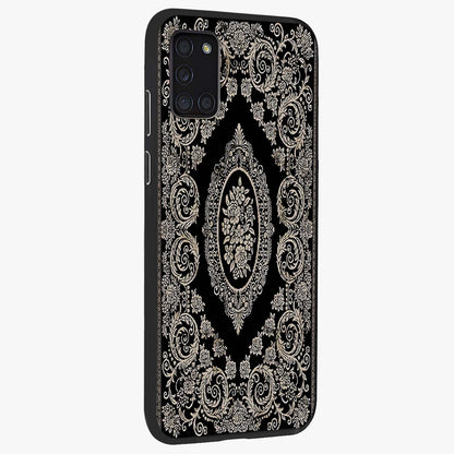Noir Bloom Elegance Glass Case upright view showcasing graceful floral artwork with luxurious dark theme.