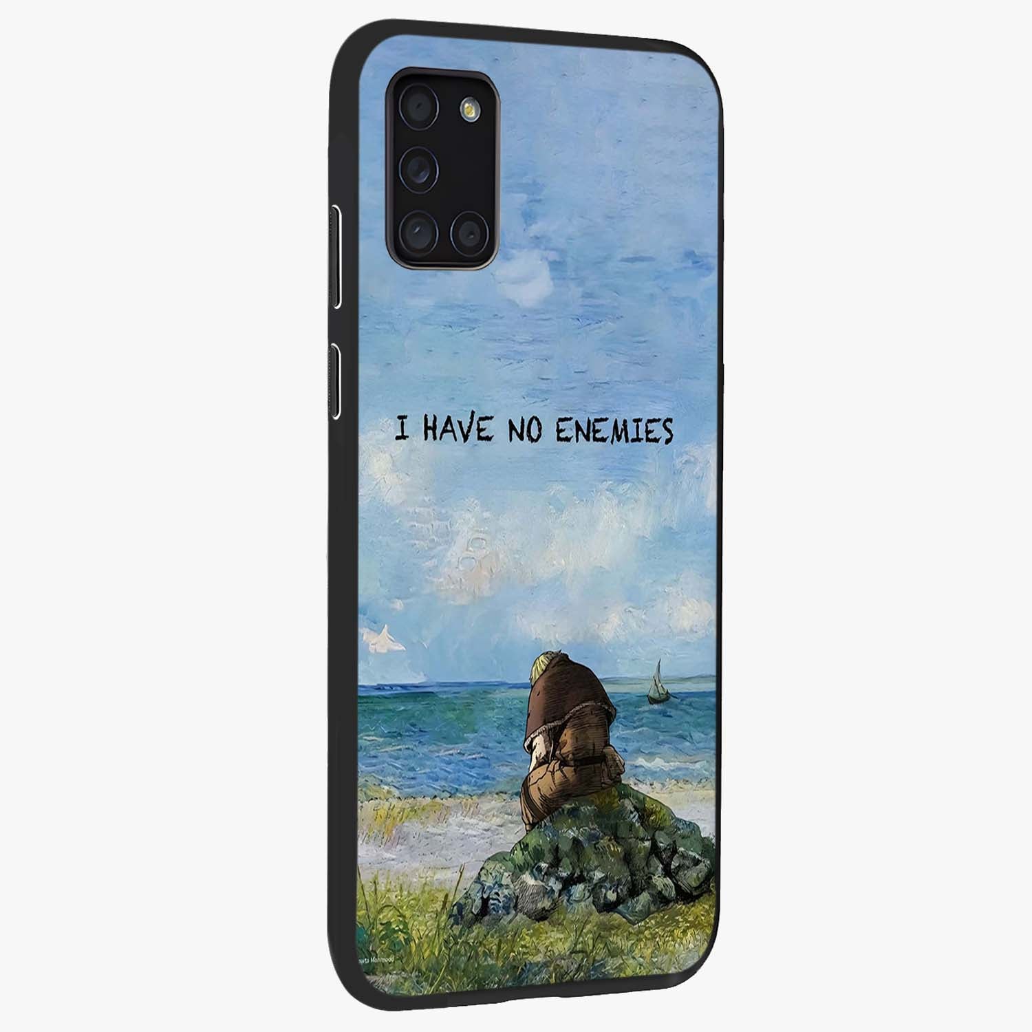 Peace Beyond War Glass Case upright view showcasing powerful peace symbol artwork with inspirational theme.