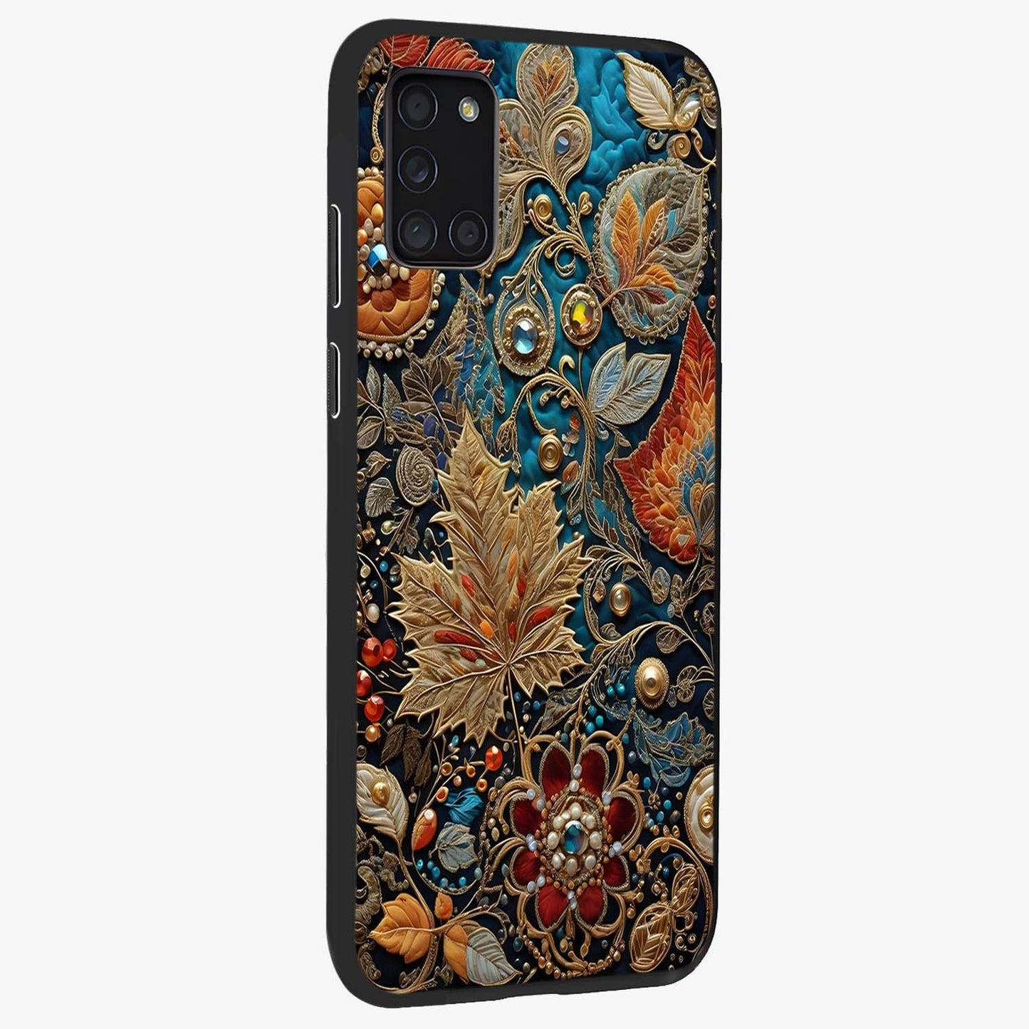 Royal Jewel Garden Glass Case upright view showcasing rich floral artwork with luxurious garden theme.