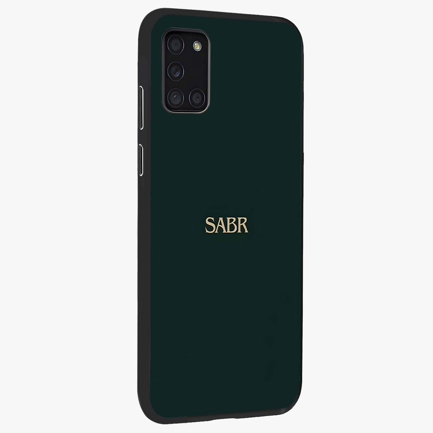 Sabr Minimal Patience Glass Case upright view showcasing calm minimalist artwork with motivational patience theme.