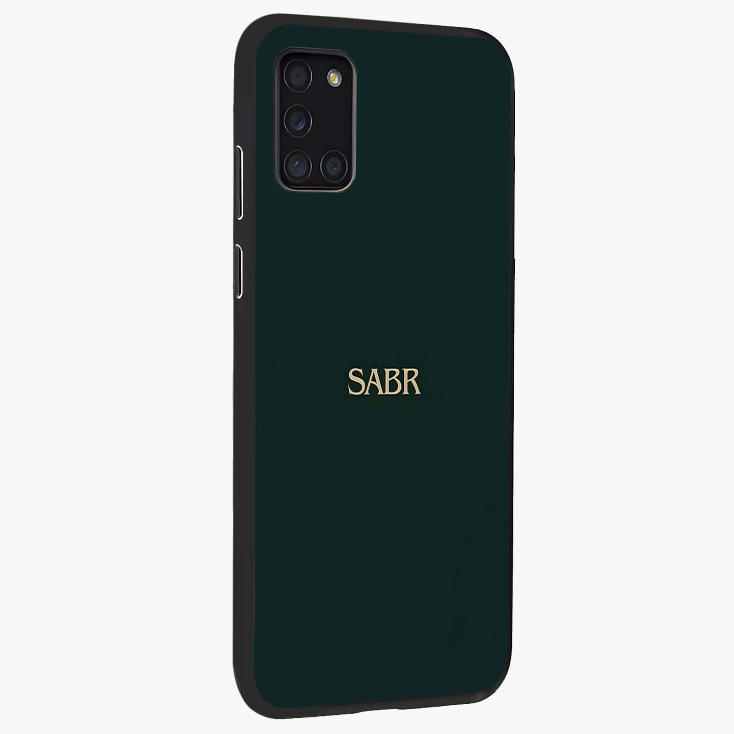 Sabr Minimal Patience Glass Case upright view showcasing calm minimalist artwork with motivational patience theme.