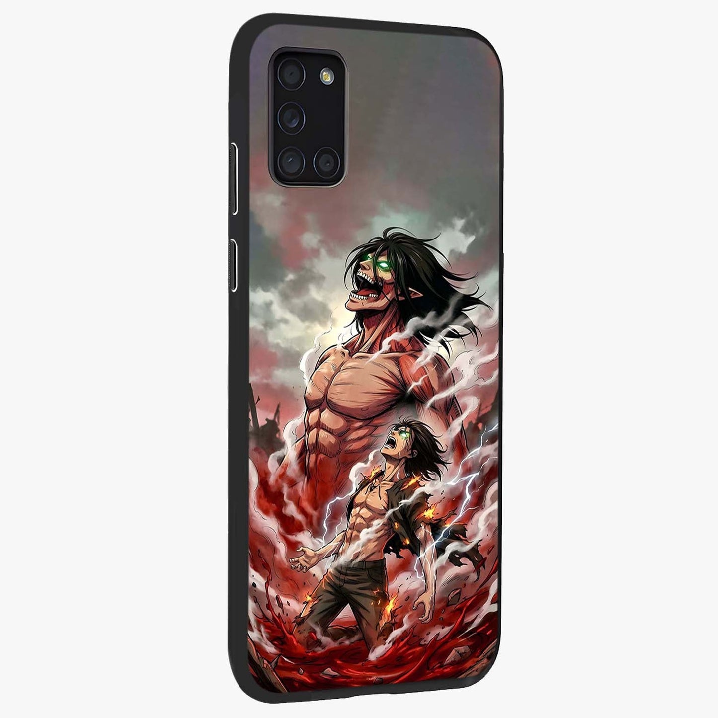 Titan Awakening Fury Glass Case upright view showcasing intense titan artwork with epic fantasy theme.