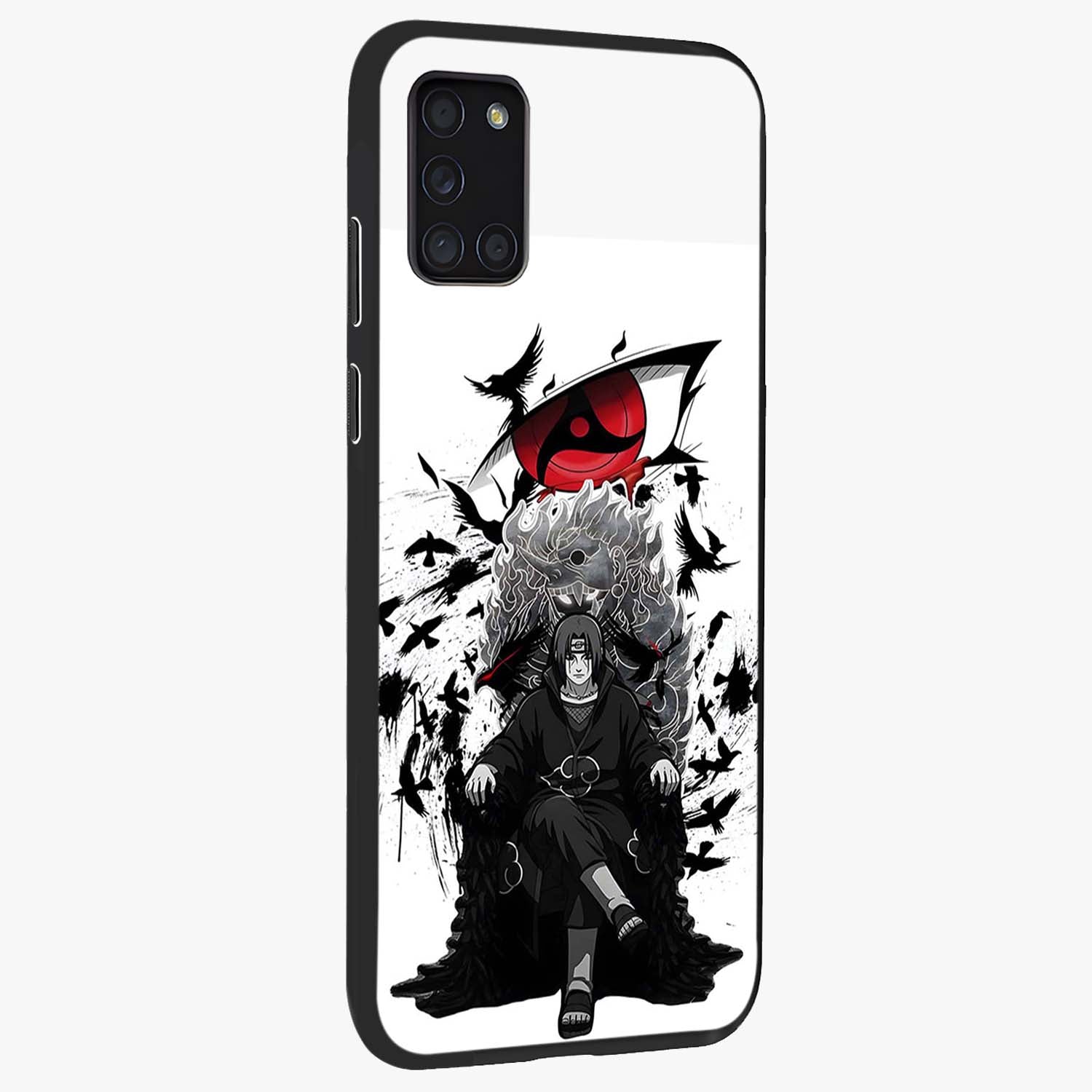 Uchiha Shadow Throne Glass Case upright view showcasing magical underwater galaxy artwork with vibrant cosmic theme.