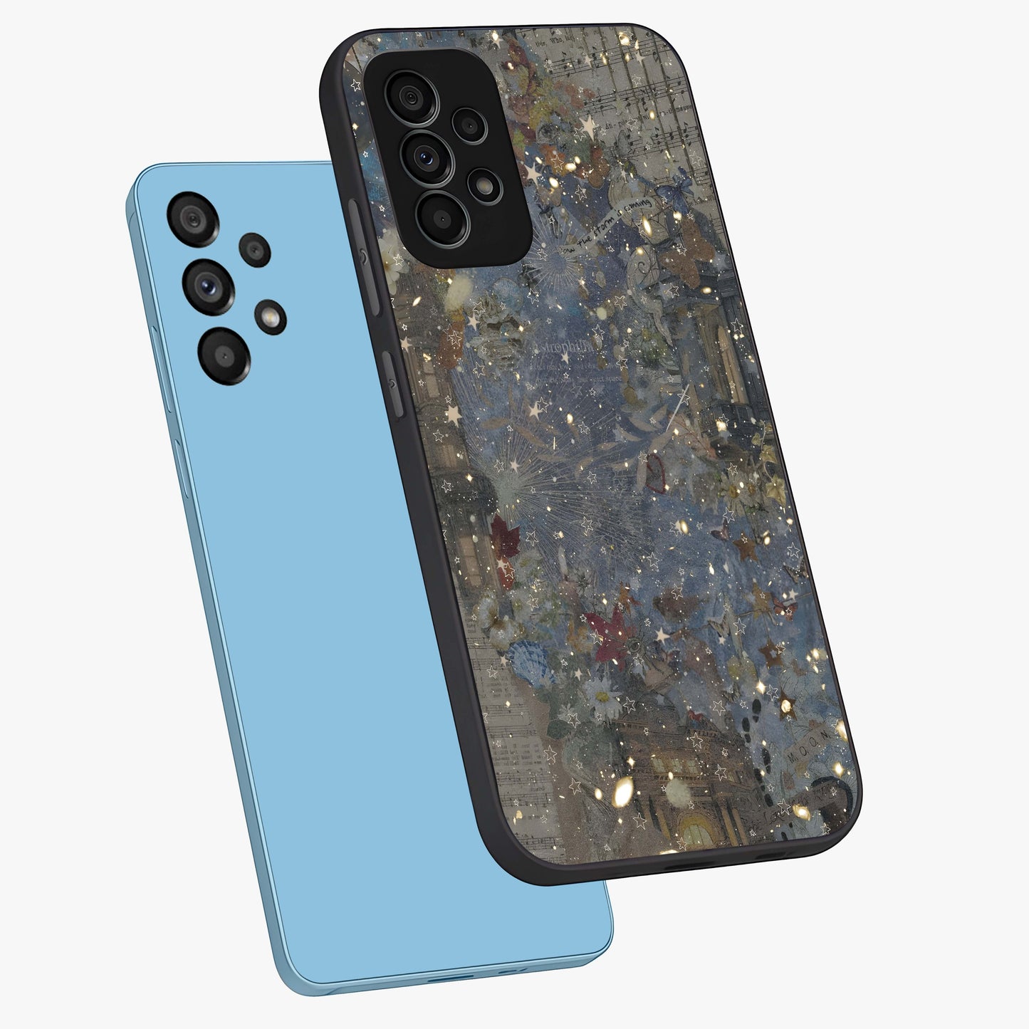 Aesthetic Astrolophia Glass Case displayed in angled mockup highlighting artistic aesthetic elements and smooth glass surface.