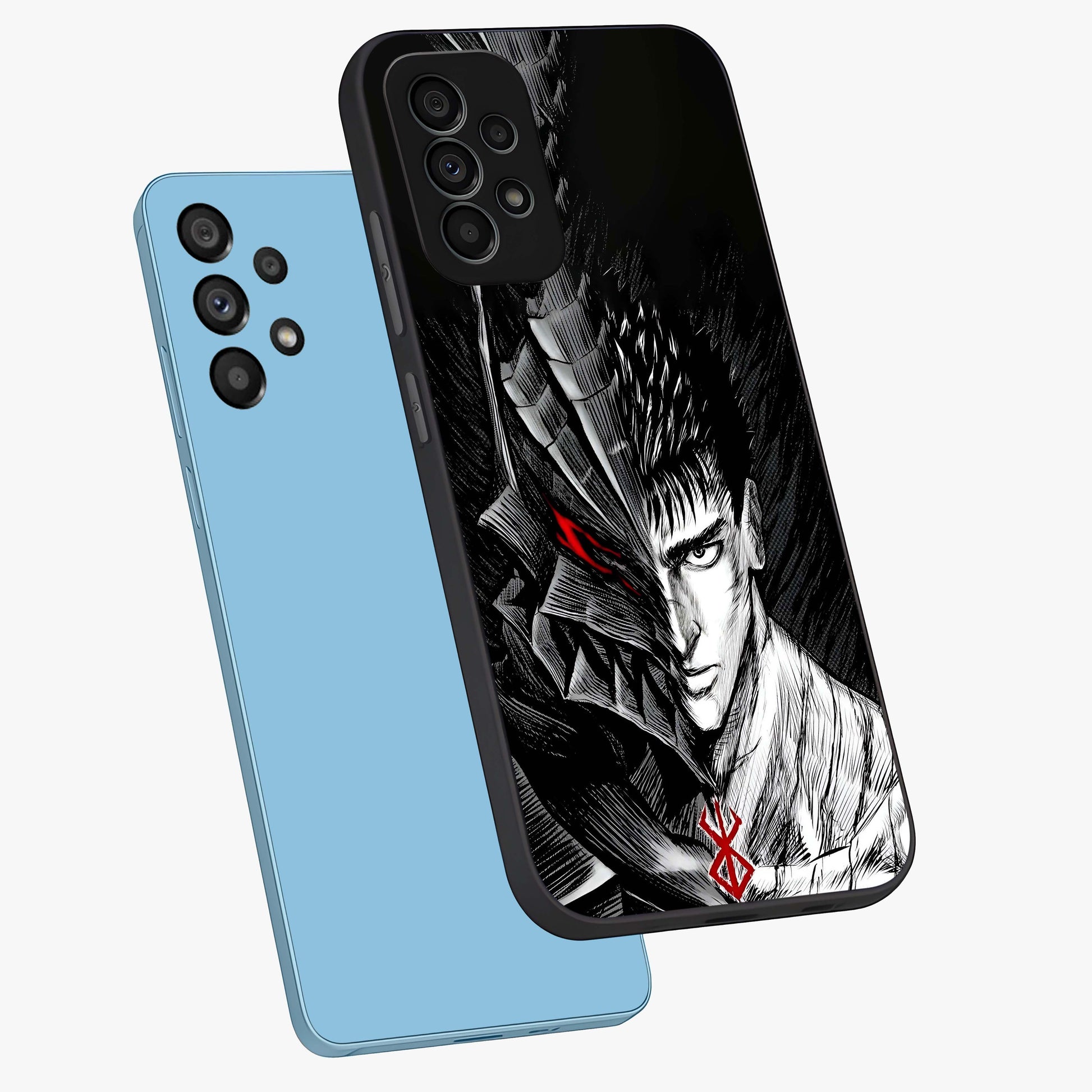 Berserker Blood Oath Glass Case displayed in angled mockup highlighting dark fantasy graphic design and powerful theme.