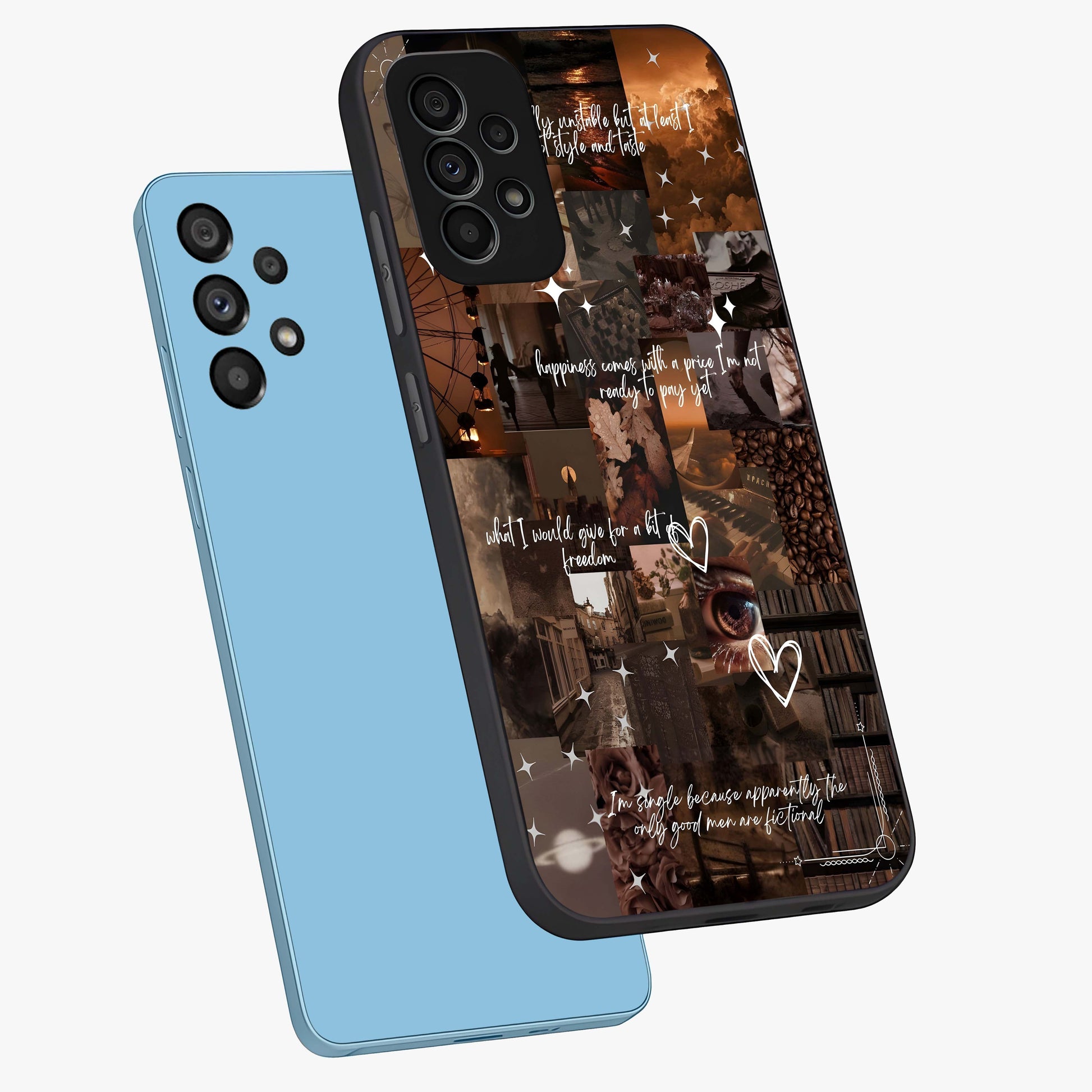 Bittersweet Aesthetic Chaos Glass Case displayed in angled mockup highlighting expressive abstract artwork and edgy aesthetic theme.