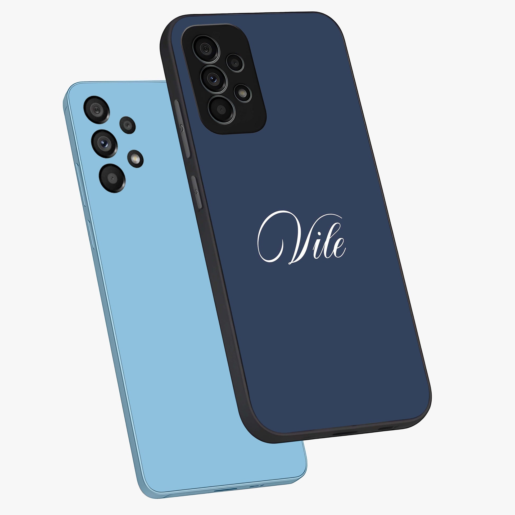 Blue Vintage Floral Pattern Glass Case showing flat back view with elegant vintage floral artwork and glossy glass finish.