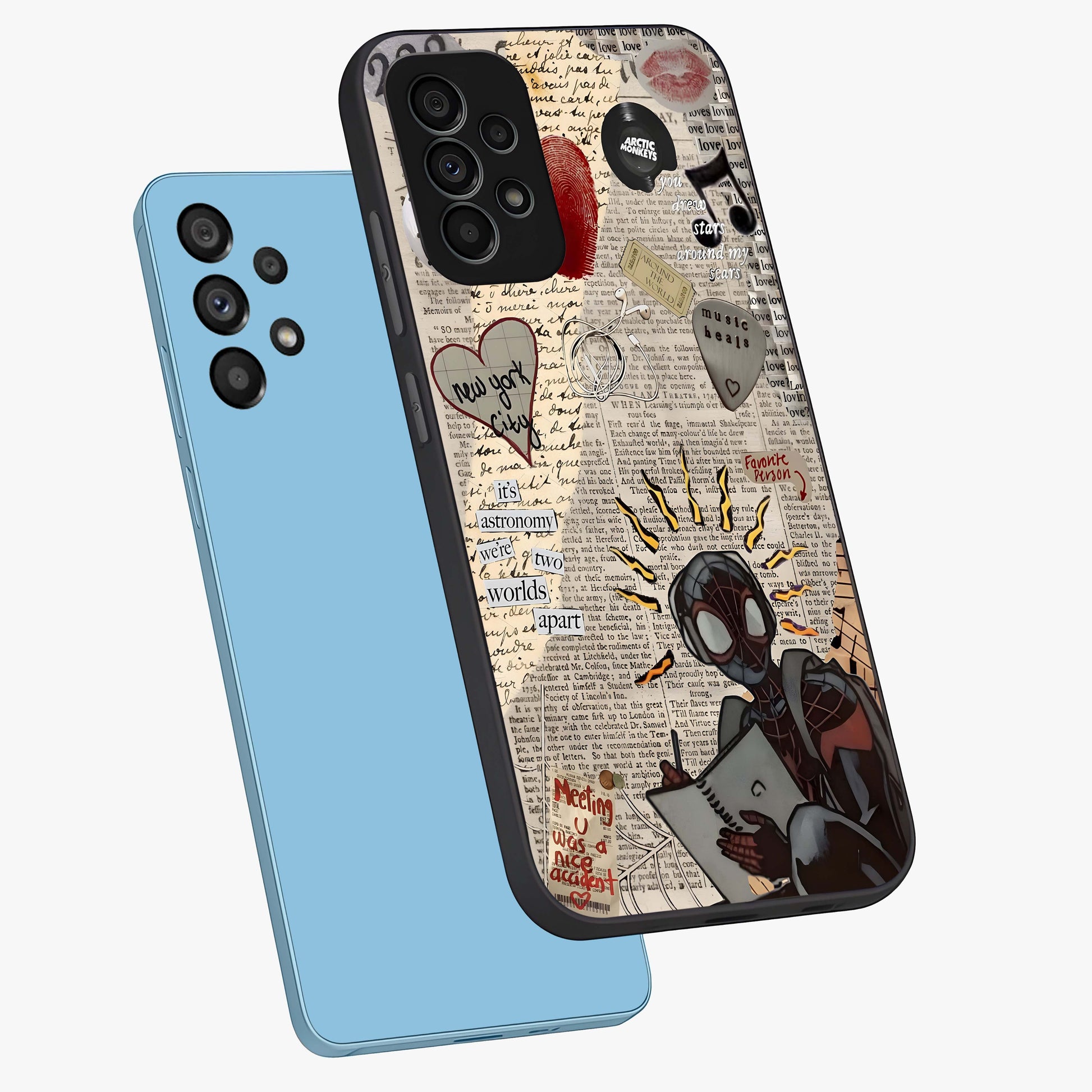 City Dream Sketch Glass Case displayed in angled mockup highlighting minimal city illustration with aesthetic sketch style.