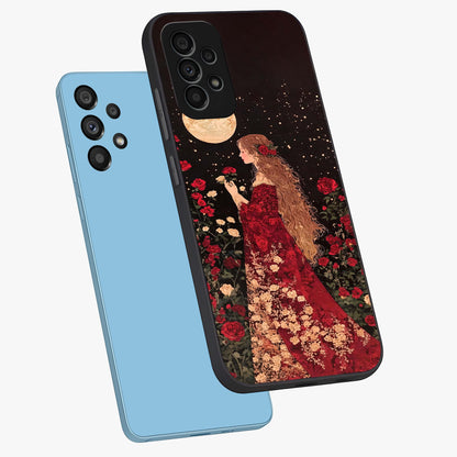 Crimson Dreams Glass Case displayed in angled mockup highlighting soft crimson aesthetic design with artistic theme.