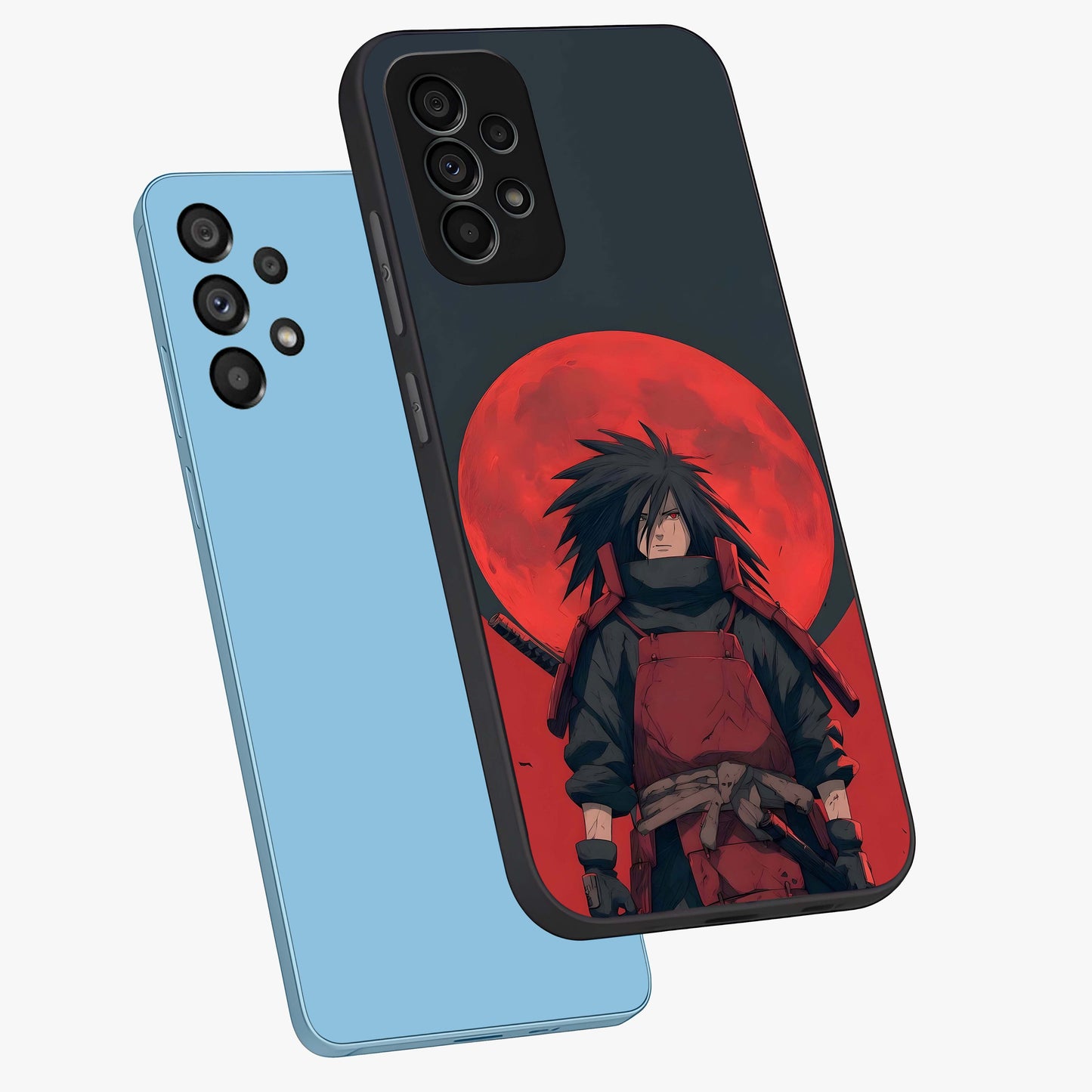 Crimson Moon Warlord Glass Case displayed in angled mockup highlighting dramatic crimson moon design with fantasy aesthetic.
