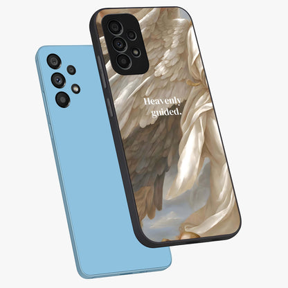 Divine Winged Grace Glass Case displayed in angled mockup highlighting graceful wing design with divine aesthetic style.