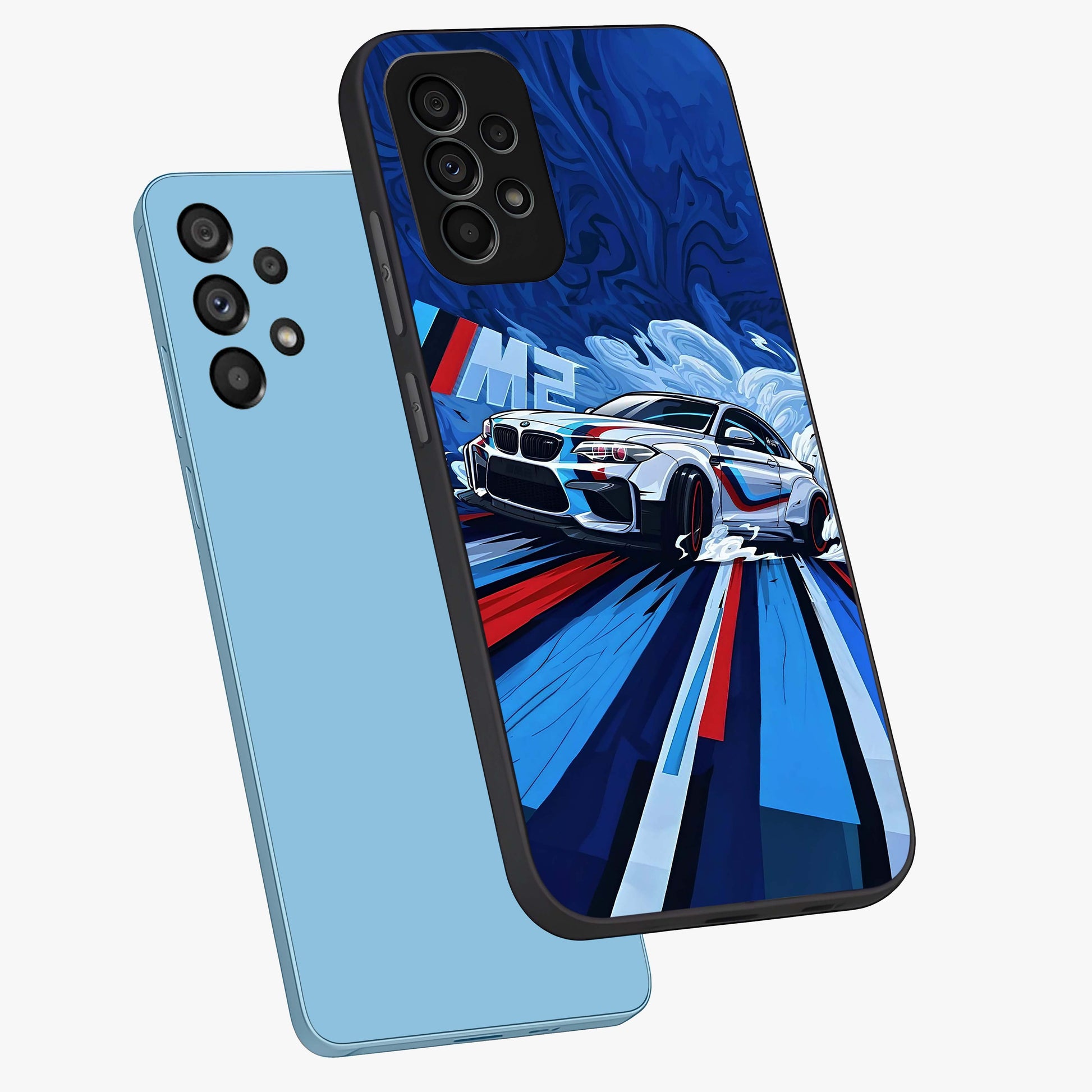 Drift Power Rush Glass Case displayed in angled mockup highlighting powerful drift car design with sporty aesthetic style.
