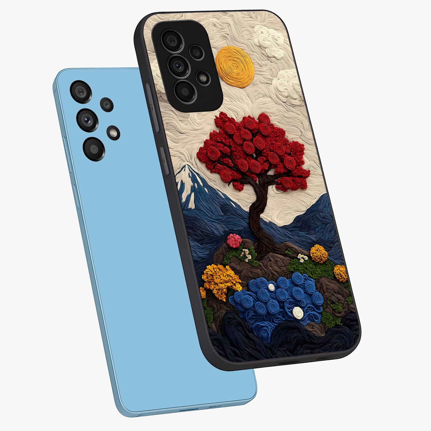 Eternal Nature Tapestry Glass Case displayed in angled mockup highlighting detailed botanical pattern with artistic aesthetic.