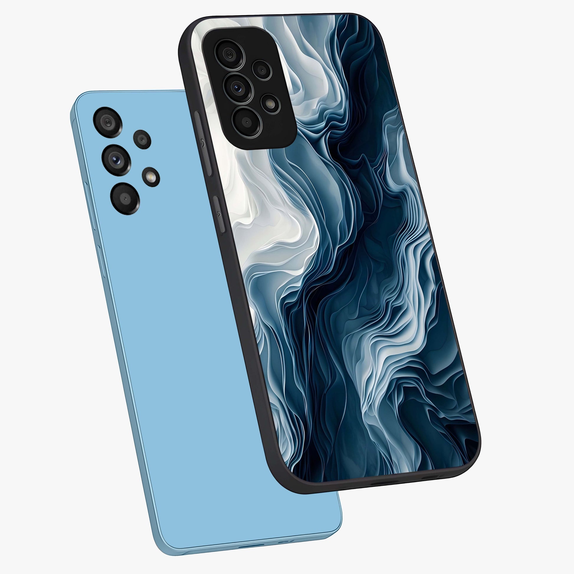 Ethereal Paper Marble Glass Case displayed in angled mockup highlighting elegant marble pattern with modern aesthetic style.
