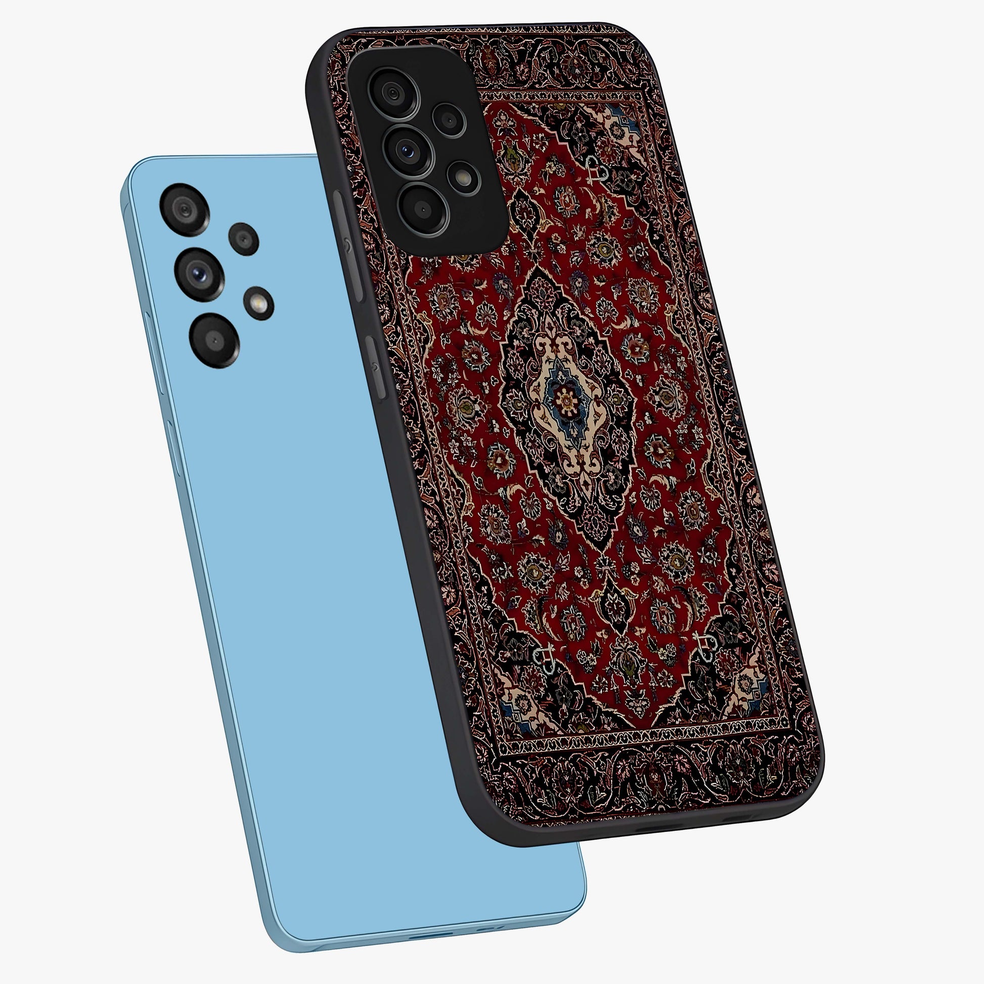 Heritage Carpet Royale Glass Case displayed in angled mockup highlighting intricate royal carpet design with heritage aesthetic.