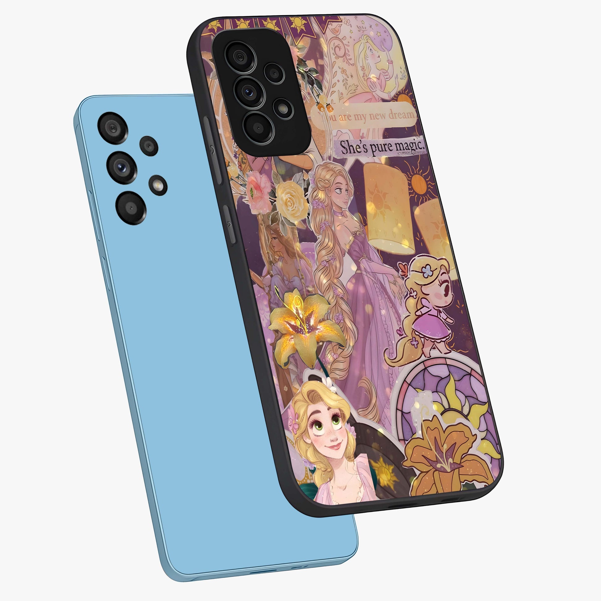 Magical Tangled Dream Glass Case displayed in angled mockup highlighting whimsical fantasy design with magical aesthetic.