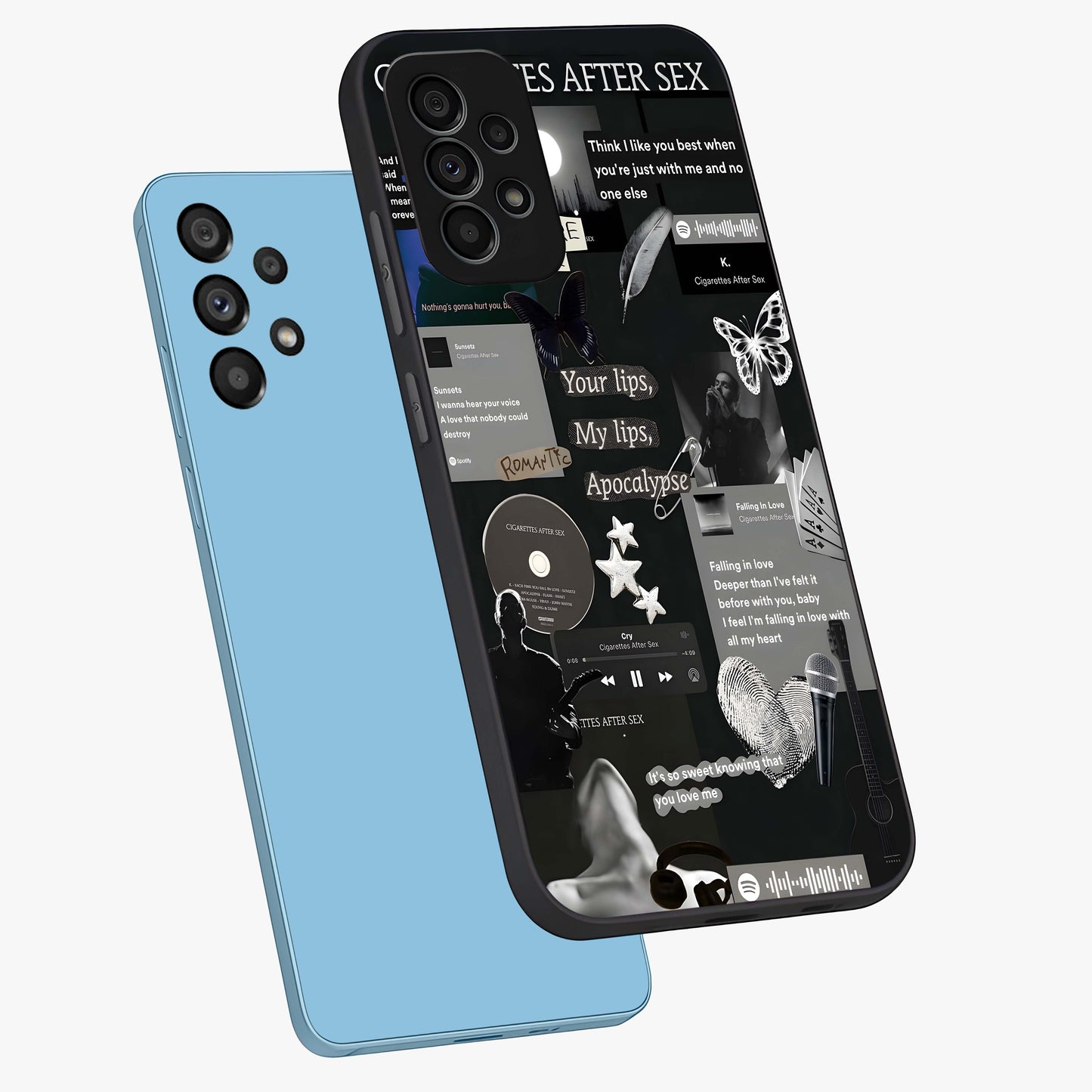 Midnight Love Echo Glass Case displayed in angled mockup highlighting elegant love inspired design with deep aesthetic style.