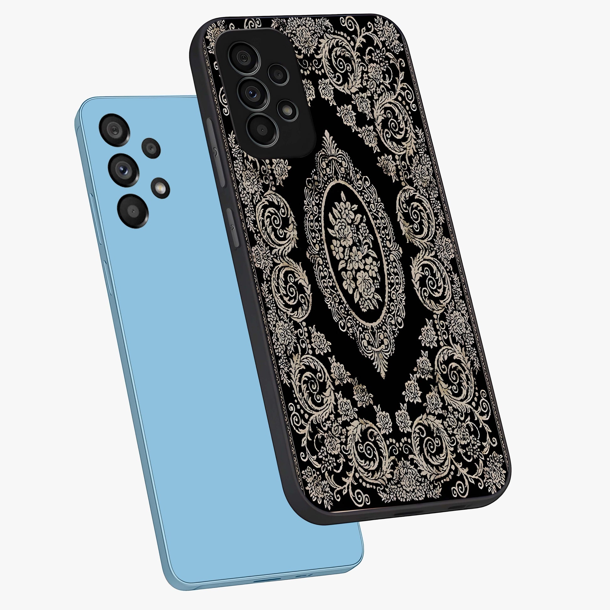 Noir Bloom Elegance Glass Case displayed in angled mockup highlighting refined flower design with stylish noir aesthetic.