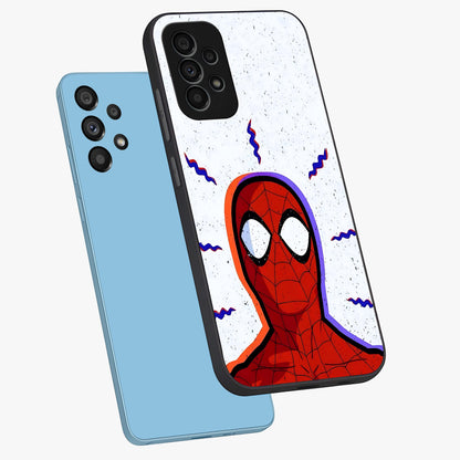 Omg Spiderman Glass Case displayed in angled mockup highlighting dynamic hero illustration with action comic aesthetic.
