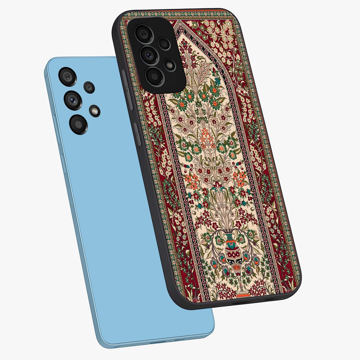 Persian Inspired Glass Case displayed in angled mockup highlighting intricate traditional design with elegant cultural aesthetic.