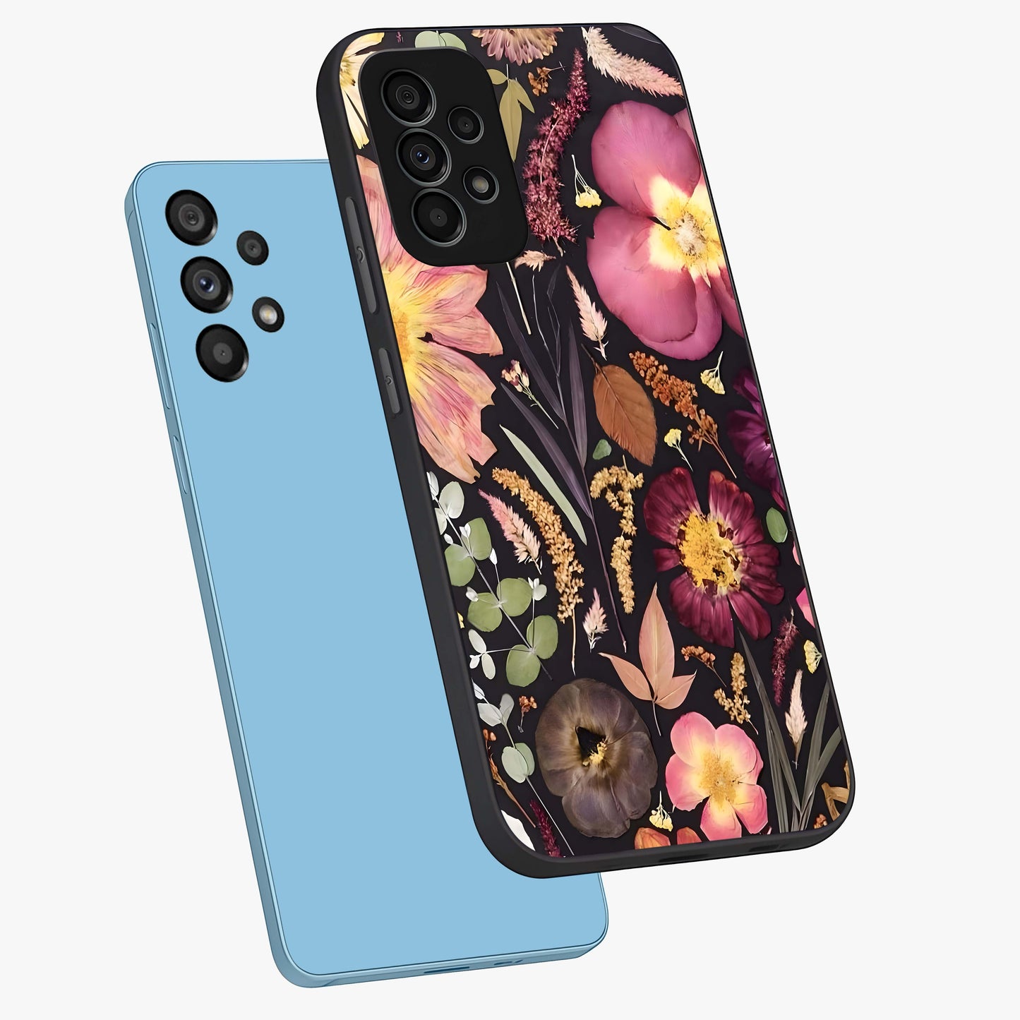 Petal Dream Tapestry Glass Case displayed in angled mockup highlighting decorative petal pattern with elegant botanical aesthetic.
