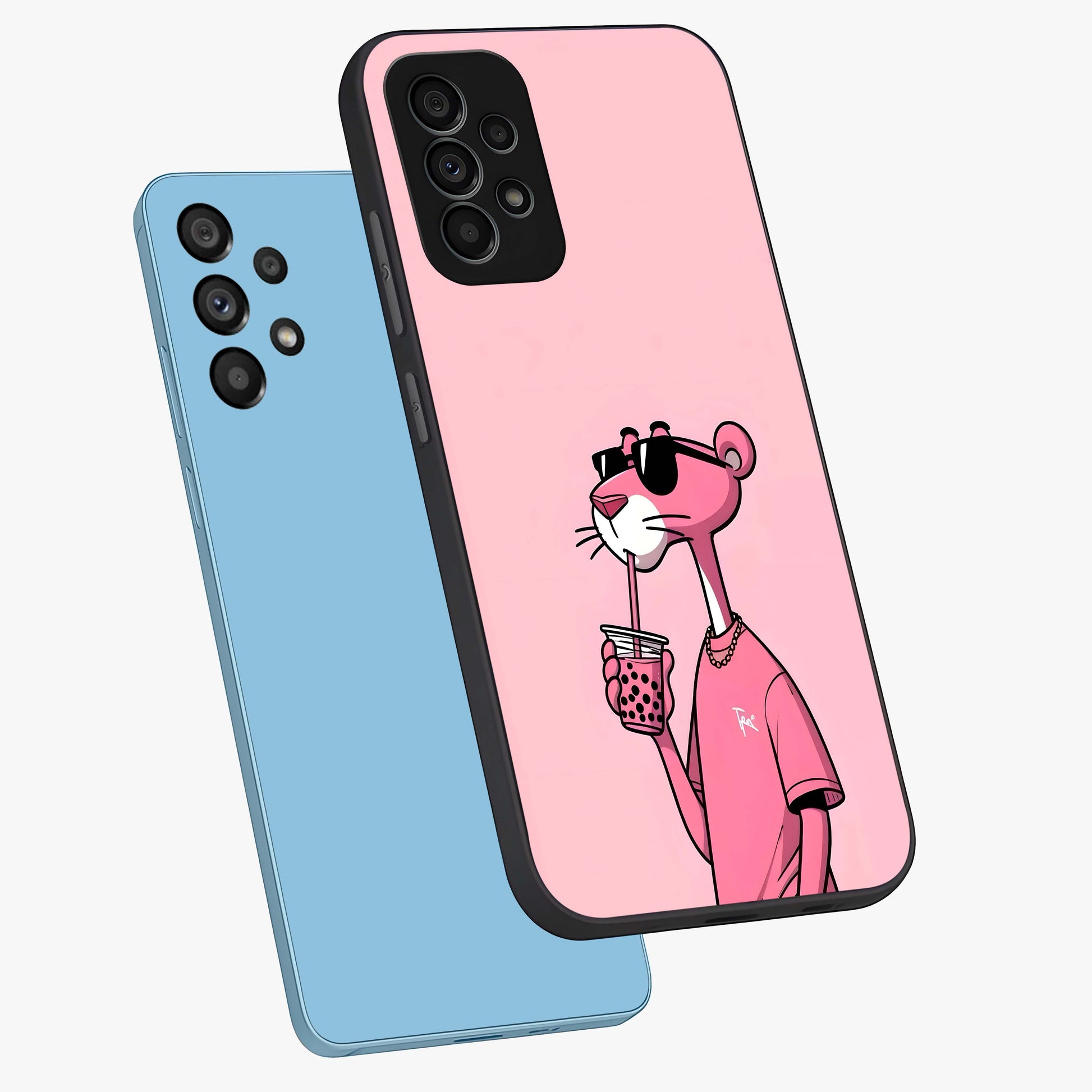 Pink Panther Glass Case displayed in angled mockup highlighting playful cartoon character design with vibrant pink aesthetic.