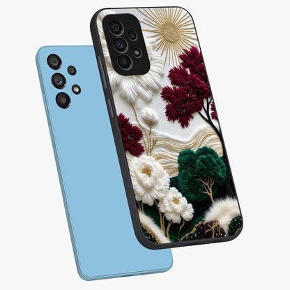 Radiant Bloom Elegance Glass Case displayed in angled mockup highlighting graceful floral design with radiant aesthetic style.