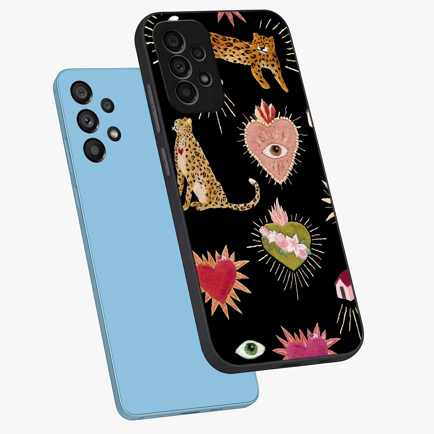Sacred Jungle Heart Glass Case displayed in angled mockup highlighting lush tropical design with natural aesthetic style.