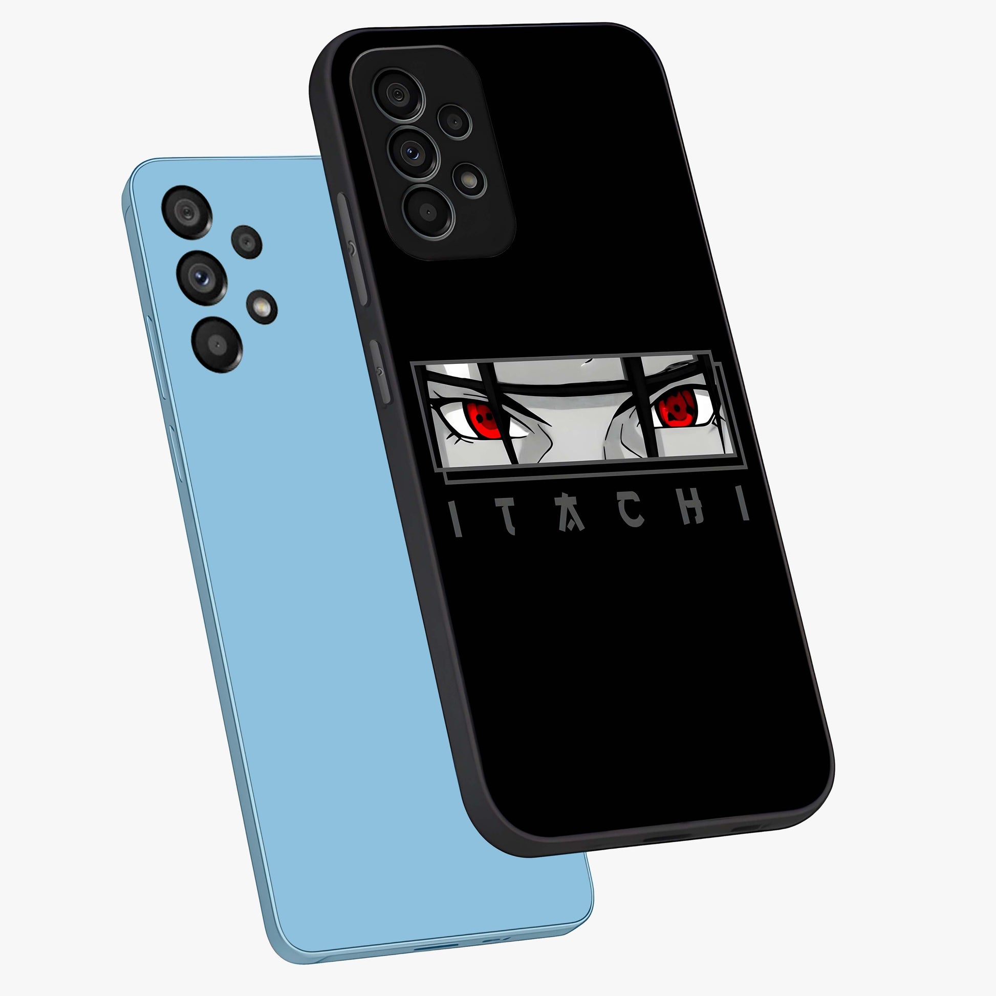 Scarlet Gaze Dominance Glass Case displayed in angled mockup highlighting intense visual design with bold scarlet aesthetic.