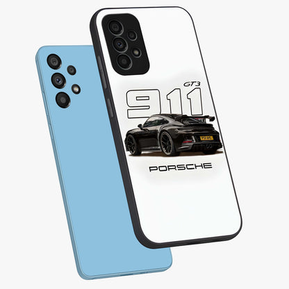 Turbo Legacy Icon Glass Case displayed in angled mockup highlighting dynamic automotive design with performance aesthetic.