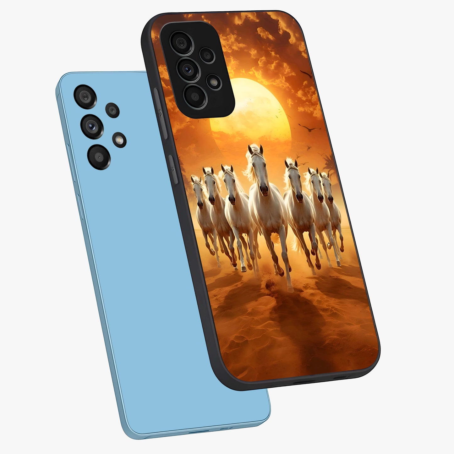Wild Sunset Majesty Glass Case displayed in angled mockup highlighting vibrant sunset sky design with scenic aesthetic.