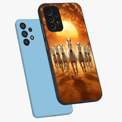 Wild Sunset Majesty Glass Case displayed in angled mockup highlighting vibrant sunset sky design with scenic aesthetic.