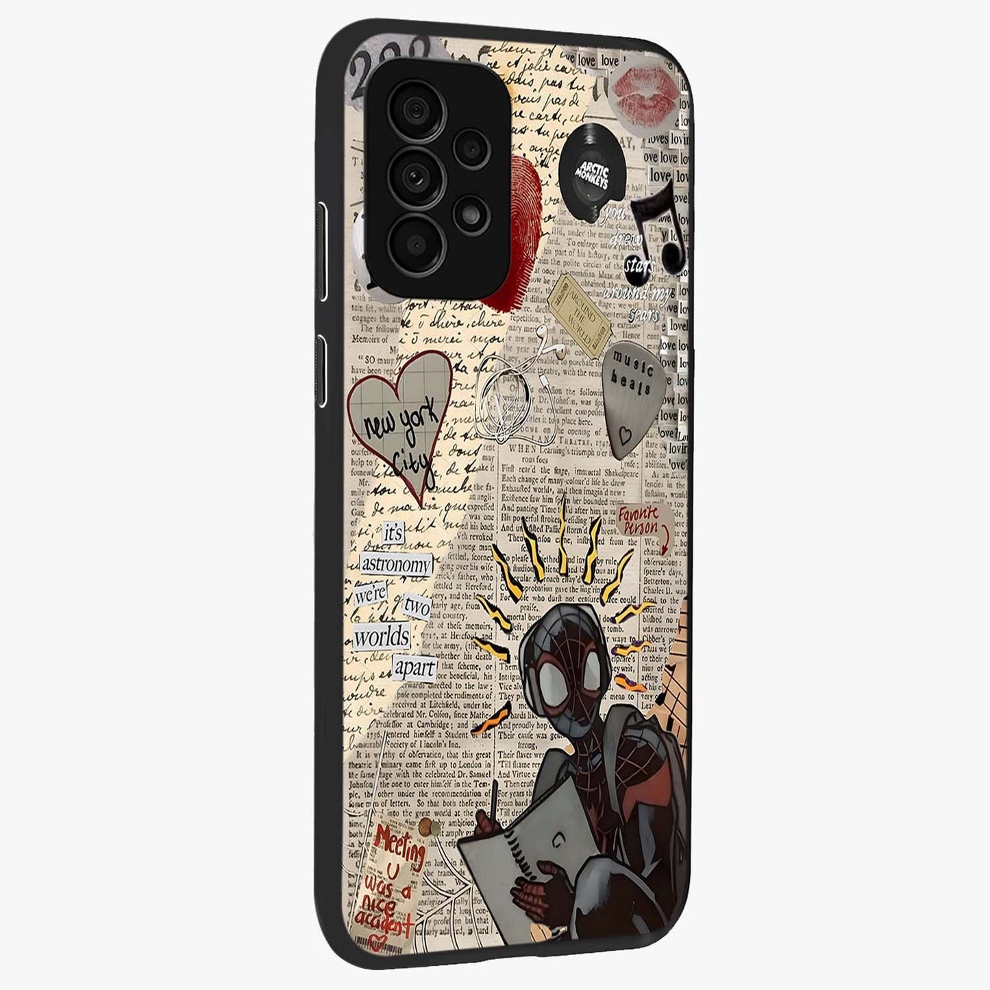 City Dream Sketch Glass Case upright view showcasing urban skyline artwork with stylish hand drawn design.
