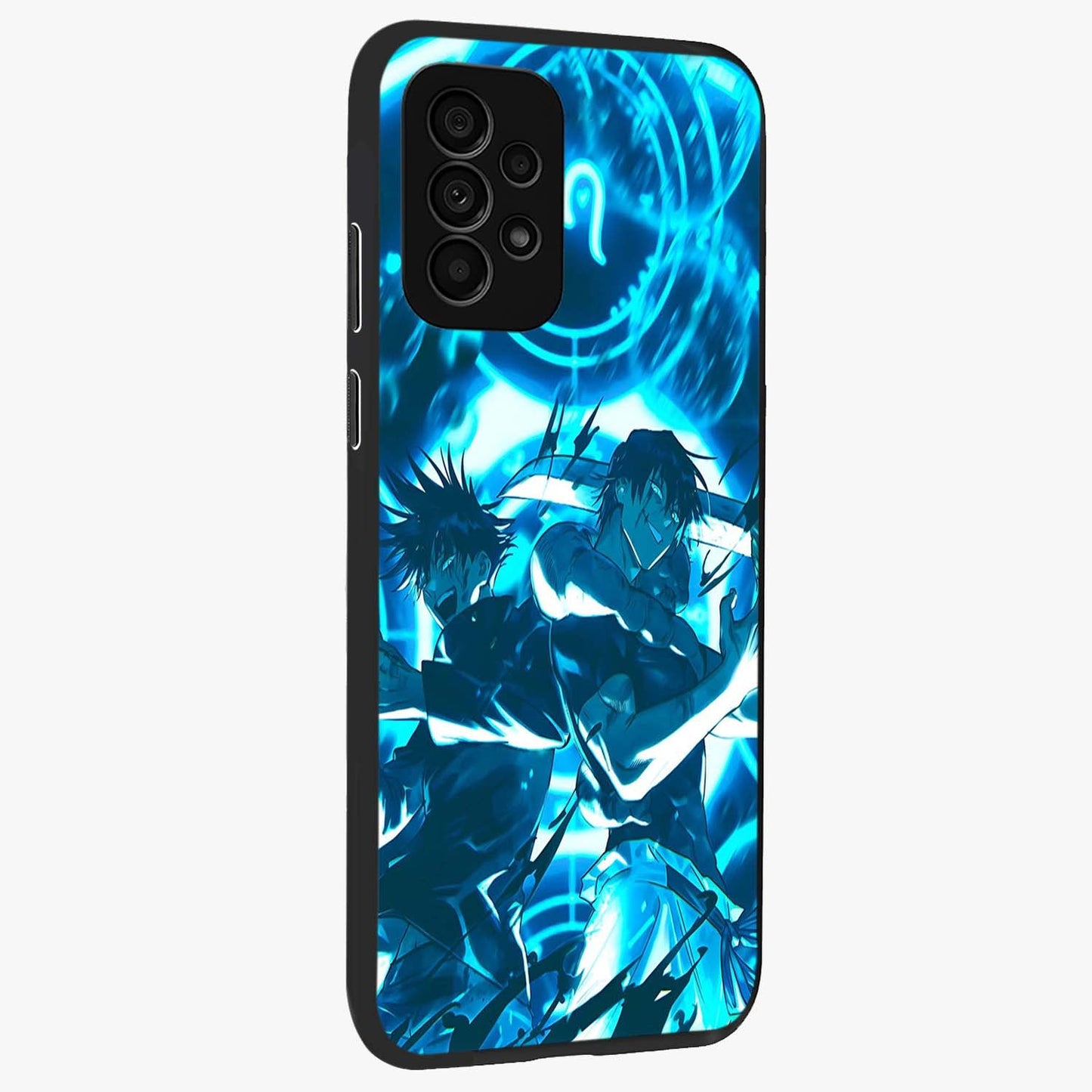 Cursed Energy Clash Glass Case upright view showcasing dramatic clash artwork with bold supernatural theme.