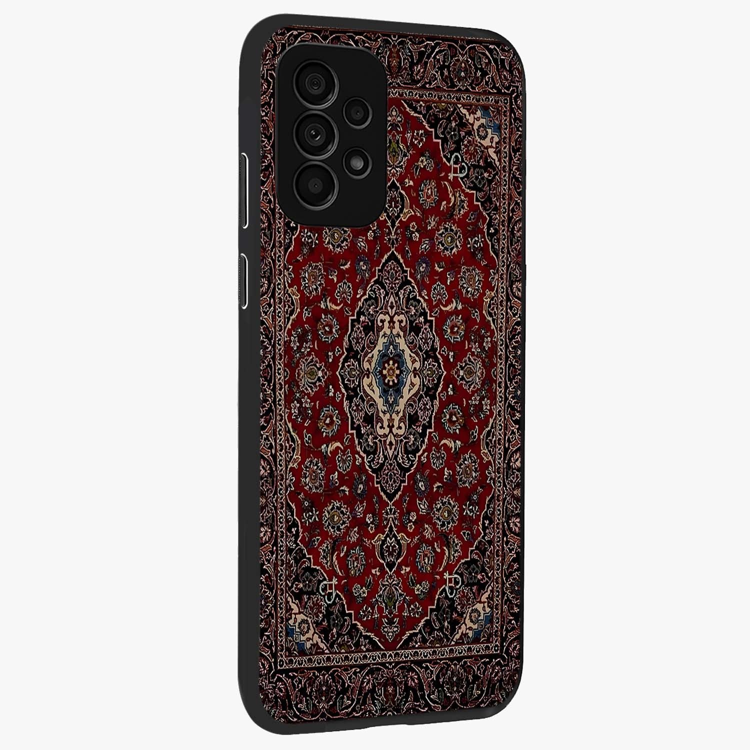 Heritage Carpet Royale Glass Case upright view showcasing detailed ornamental artwork with luxurious traditional theme.