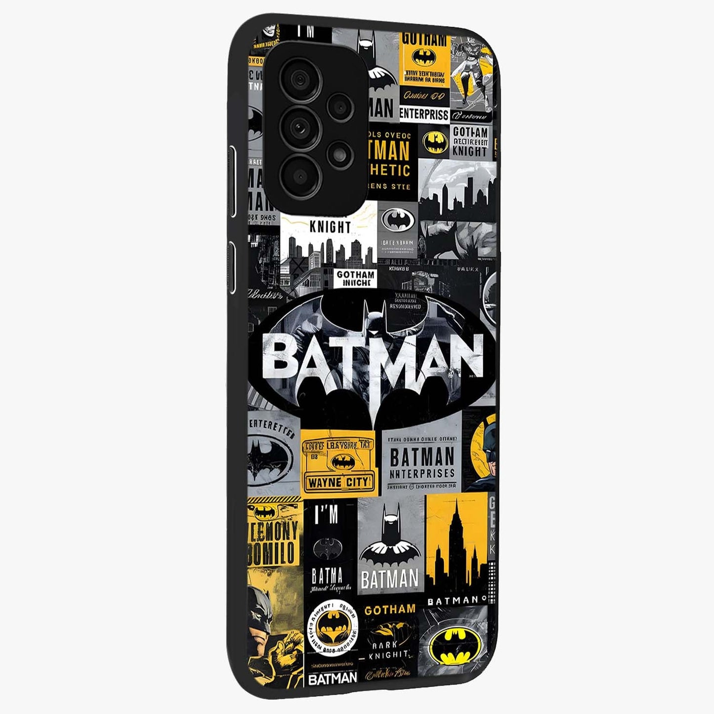 Knight Gotham Rise Glass Case upright view showcasing bold vigilante themed artwork with gothic city vibe.