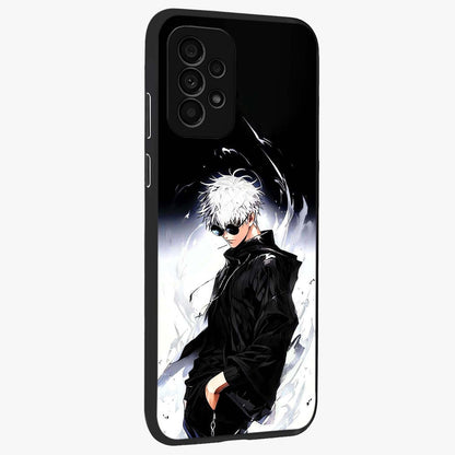 Limitless Shadow King Glass Case upright view showcasing bold shadow warrior artwork with epic fantasy theme.