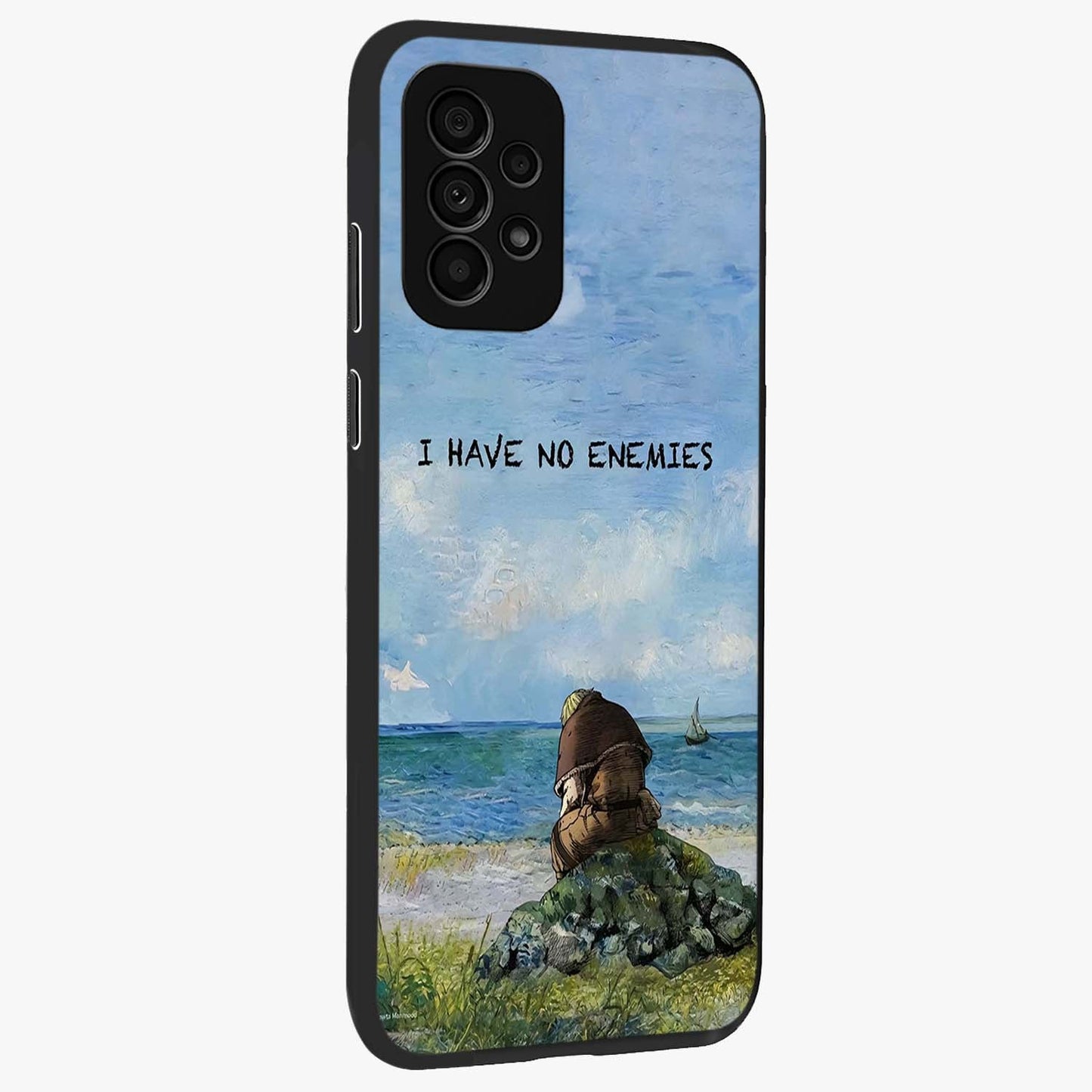 Peace Beyond War Glass Case upright view showcasing powerful peace symbol artwork with inspirational theme.