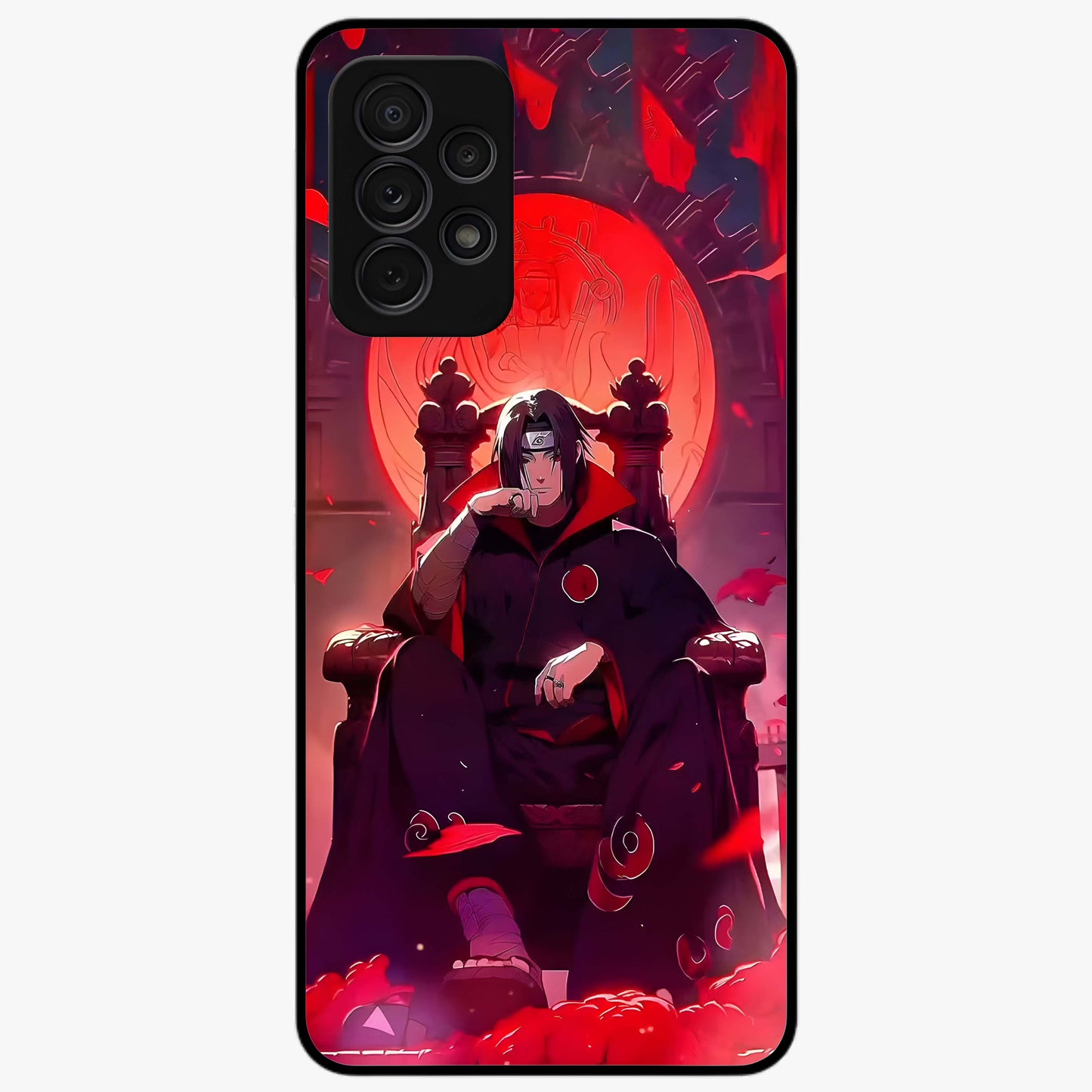 Blood Moon Sovereign Glass Case showing flat back view with mystical blood moon artwork and glossy glass finish.
